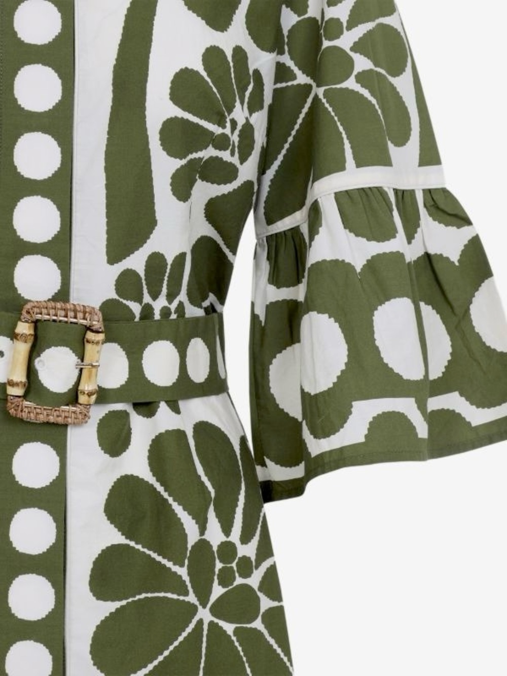 FARM Rio Off-White Green Palermo Belted Organic Cotton Mini Dress Size XXS NWT - Picture 12 of 14
